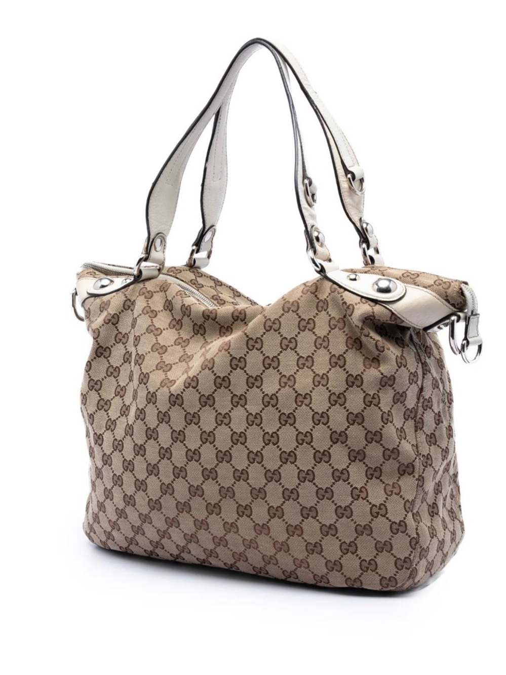 Gucci GG Canvas Icon Bit Hobo bag with beige monogram canvas